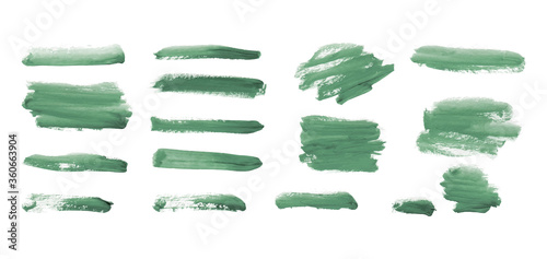 Green brush stroke watercolor texture. Hand drawing splashes.