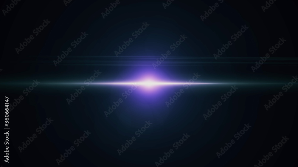 Anamorphic lens flare from a photo camera lens. Anamorphic background