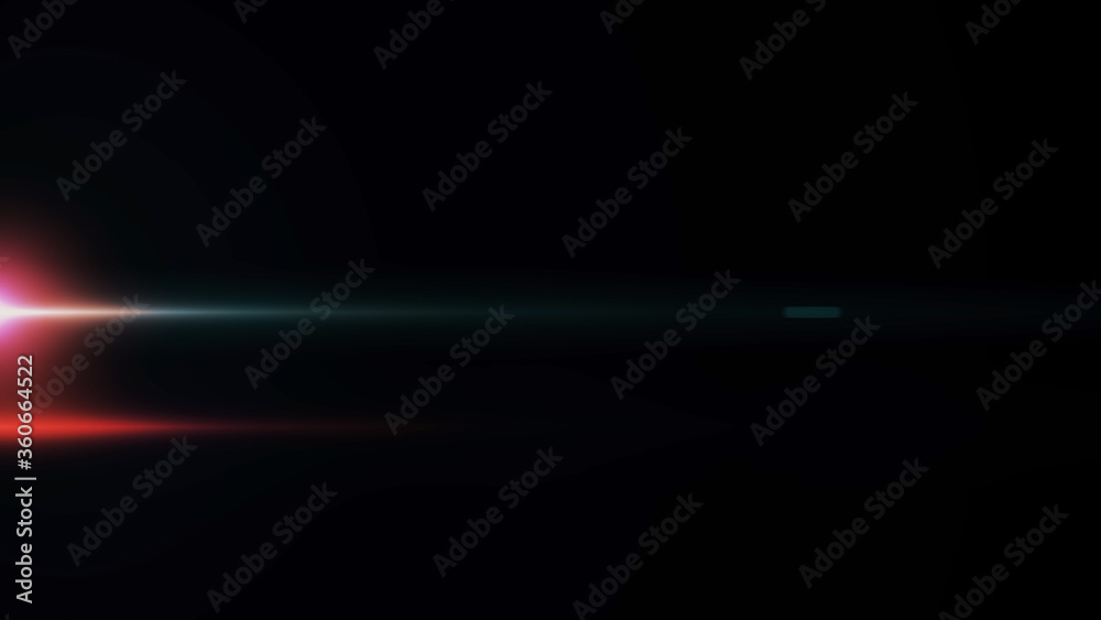 Obraz premium Anamorphic lens flare from a photo camera lens. Anamorphic background.