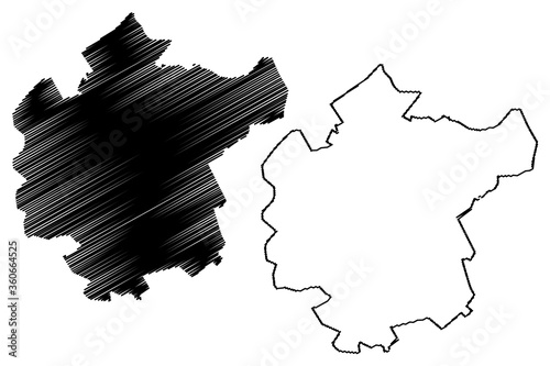 Aligarh City (Republic of India, Uttar Pradesh State) map vector illustration, scribble sketch City of Allygurh or Kol map