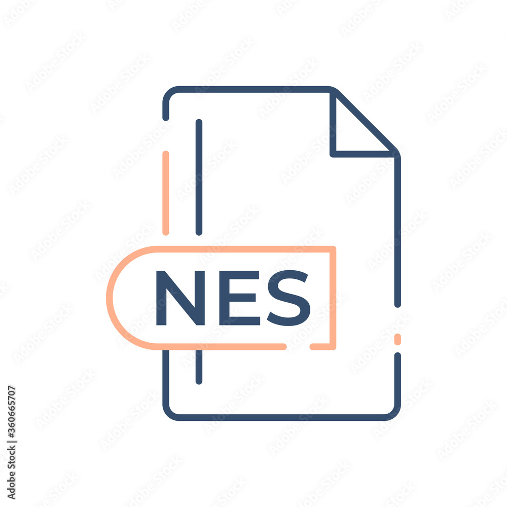 NES File Format Icon. NES extension line icon. NES File Format Icon. NES extension line icon.
