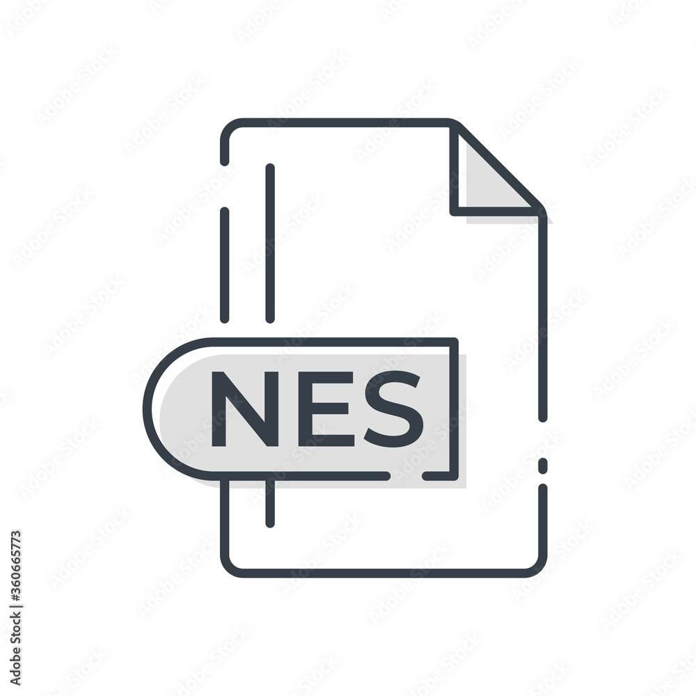 NES File Format Icon. NES extension line icon. NES File Format Icon. NES extension line icon.