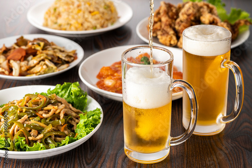 中華料理とビール