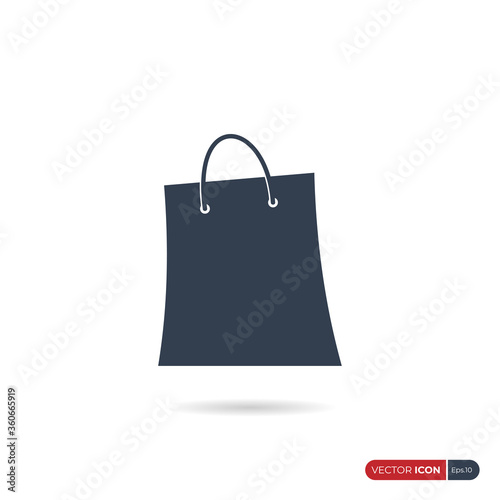 Shopping Bag Icon isolated on White Background. Flat Vector Icon Design Template Elements.