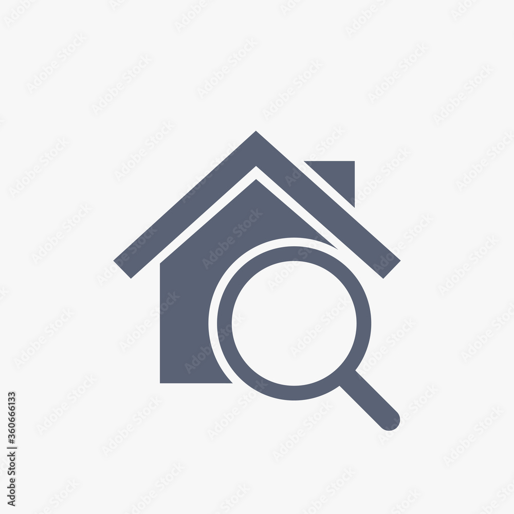 Home search Icon. Vector illustration isolated on gray background. Home search Icon. Vector illustration isolated on gray background.