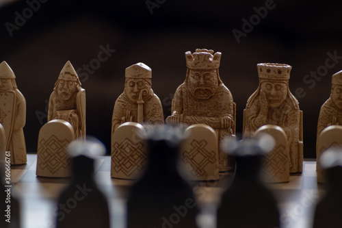 Chess pieces on a chessboard - Scotland, United Kingdum photo