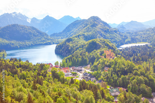 Alpsee lake and Alps in Fussen . Bavaria scenery with lake and mountains