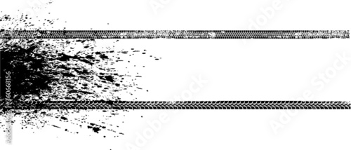 Vector Print Textured Tire Track . Design Element . Car tread silhouette . Mud splash grunge texture