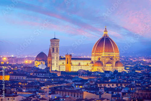 Duomo and Florence city downtown skyline cityscape of Italy