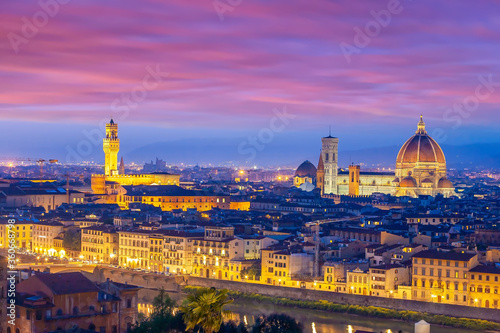 Duomo and Florence city downtown skyline cityscape of Italy