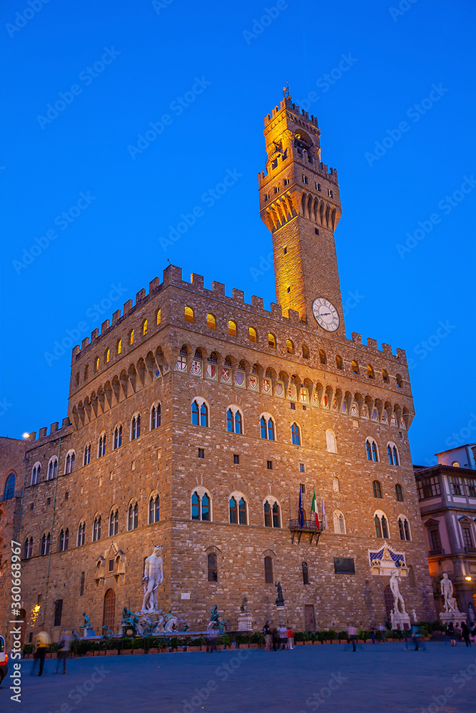 Palazzo Vecchio in downtown Florence city in Tuscany Italy