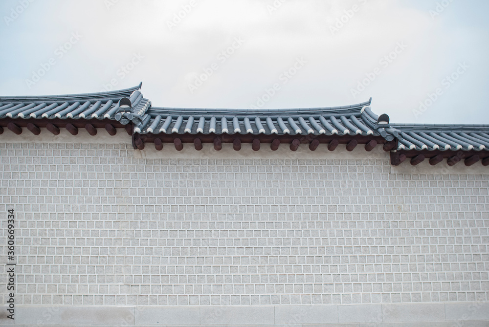 Korean style wall with roof decorative.