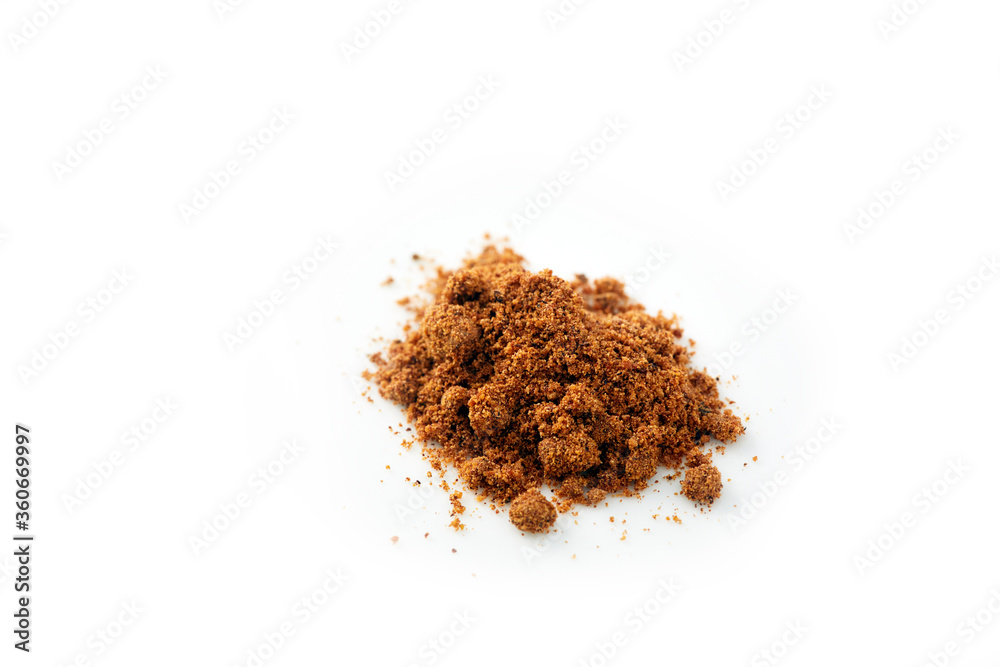 Natural unrefined brown sugar on white background Natural unrefined brown sugar on white background