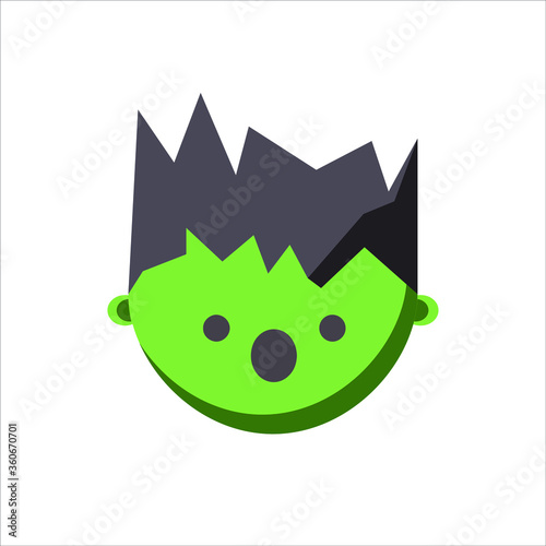vector icon of shocked emoji of green evil face
