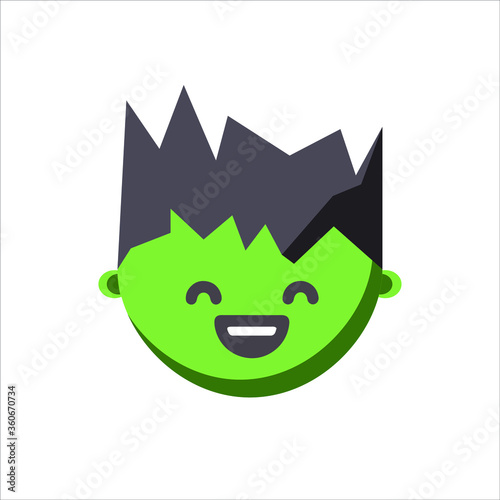 vector icon of laughing  emoji of green evil face