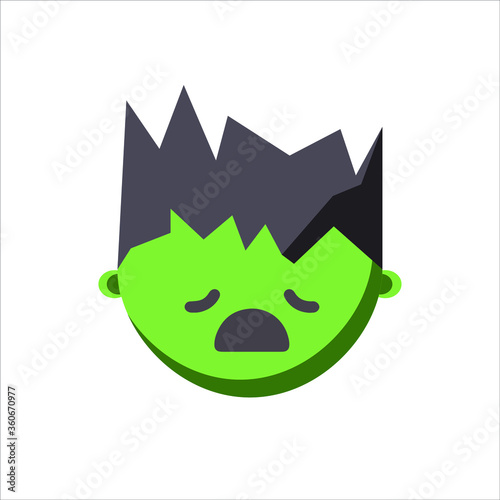 vector icon of shocked emoji of green evil face