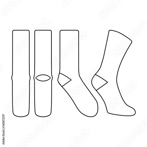 Sock vector illustration flat outline template