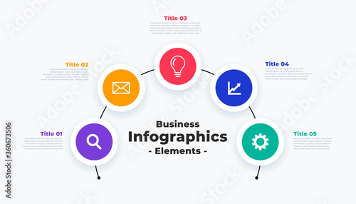 modern infographic template with five steps or points