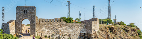 A panoramic shot of the famous Fortress of Kaliakra in Balgarevo, Bulgaria on a clear sky background