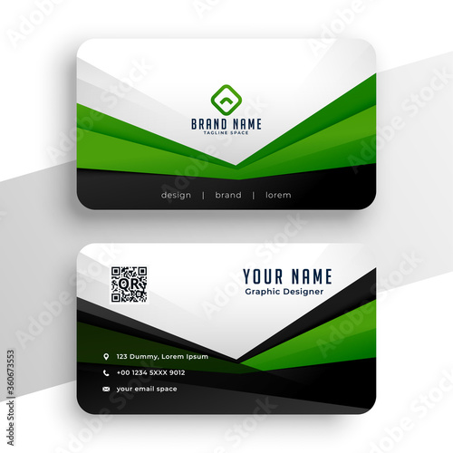 geometric green business card professional design template
