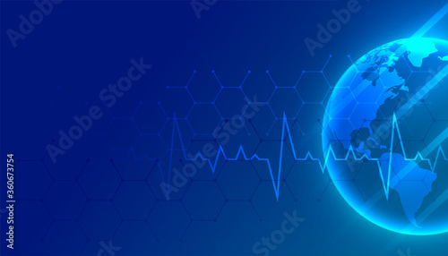 world medical and healthcare blue background with text space
