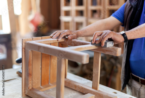 wooden chair making in the carpentry