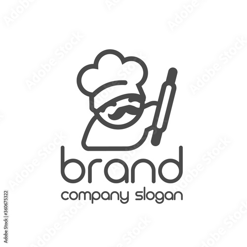 Kitchen Chef Design Logo template. Hat,fork. isolated logotype icon for Food, cooking, restaurant. vector