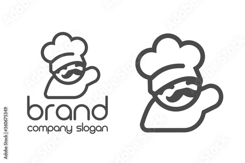 Kitchen Chef Design Logo template. Hat,fork. isolated logotype icon for Food, cooking, restaurant.vector