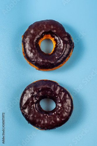 Two Donuts on blue background