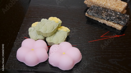 Japanese traditional sweets for tea ceremony, wagashi