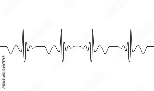 Heart cardiogram continuous one line drawing minimalism design isolated on white