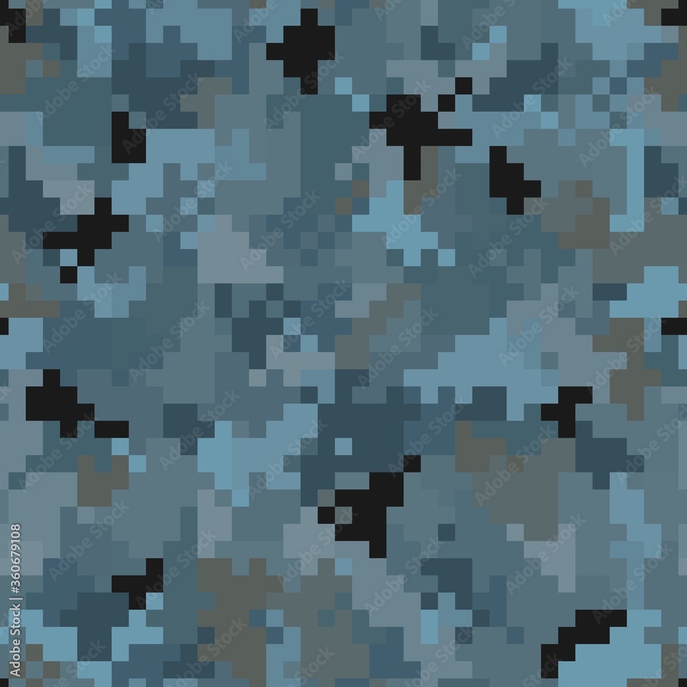 Fototapeta premium Military camouflage seamless pattern. Urban digital pixel style.