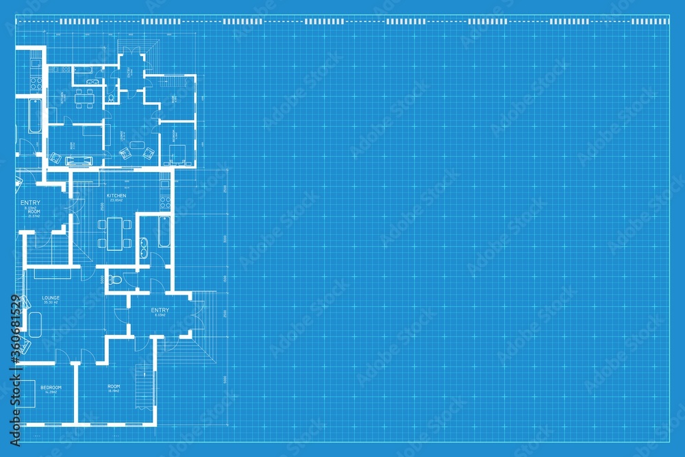 Architectural background. Blue print of building. Technical draw. Vector illustration.