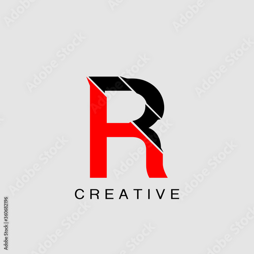 Monogram Abstract Techno Initial Letter R Logo icon vector design