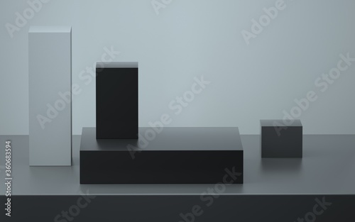 Wallpaper Mural Abstract still life black and gray boxes on a gray background 3D image Torontodigital.ca