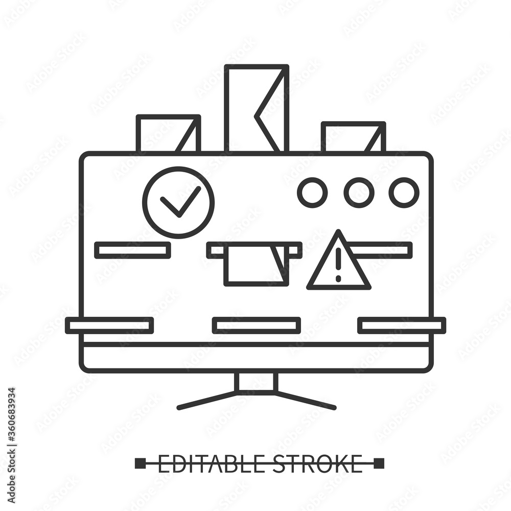 Smart email categorization. Web post sort and prioritizing concept linear pictogram for internet service provider business and software presentation. Editable stroke vector illustration Smart email categorization. Web post sort and prioritizing concept linear pictogram for internet service provider business and software presentation. Editable stroke vector illustration