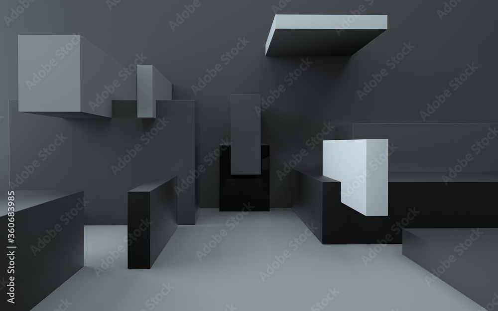 Abstract still life mock up room in high tech 3D image Abstract still life mock up room in high tech 3D image