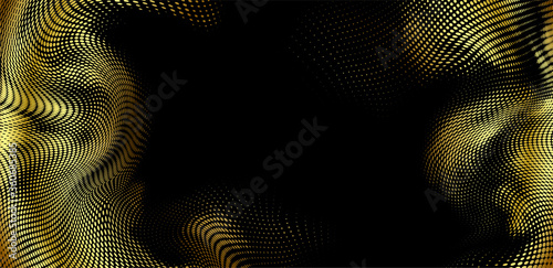 Holiday vector of golden glittering halftone pattern. For design Festive poster or banner design