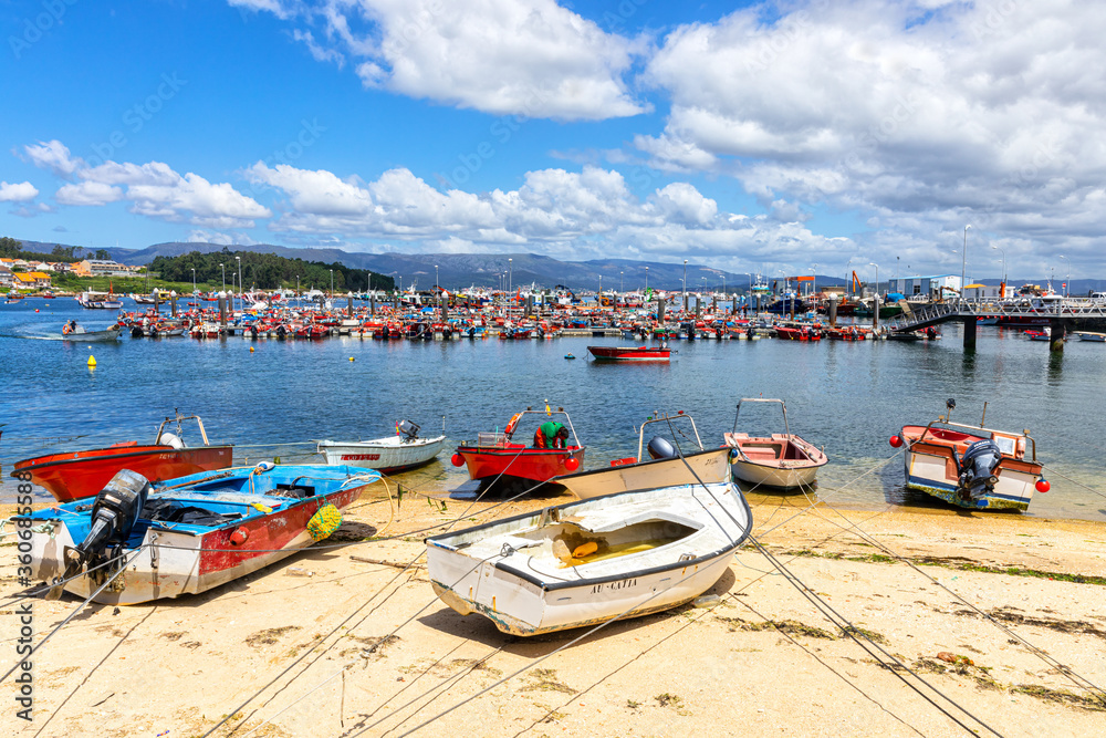 Marina and boats in Illa de Arousa, Spain