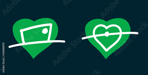 I love football. Football in heart logo vector.