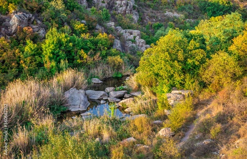 Bild auf Leinwand Granite Actovo canyon in the Devil Valley, Ukraine