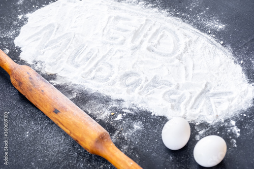 words were written by flour using finger