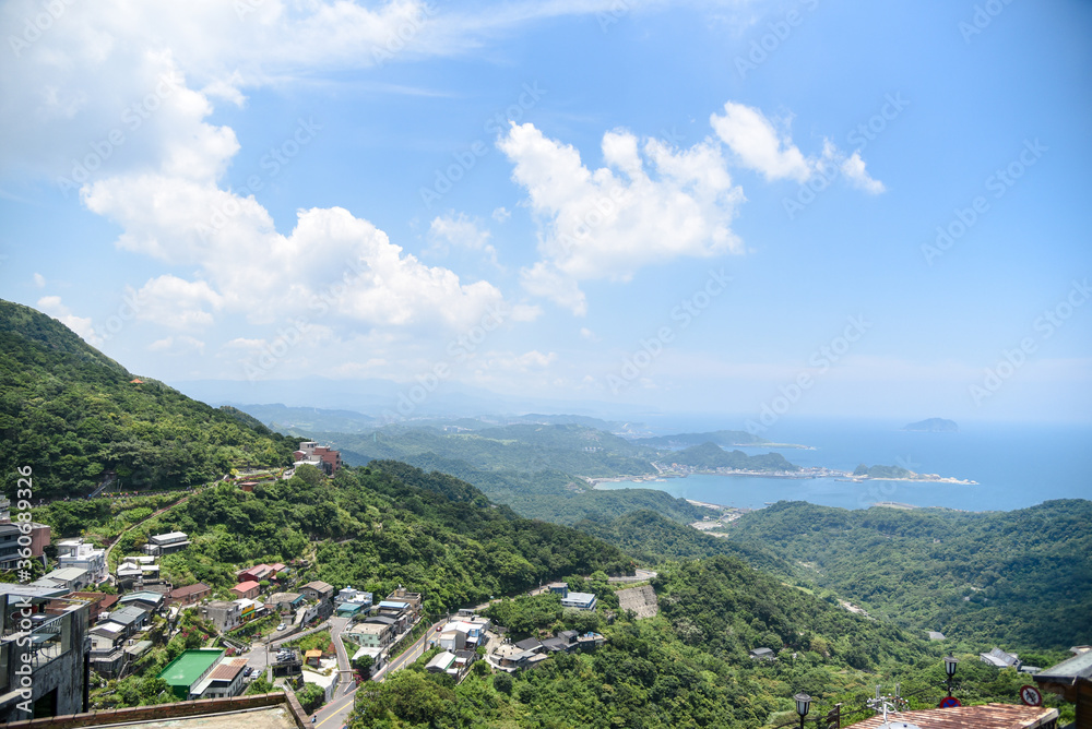 Taiwan famous Jiufen sky and seascape