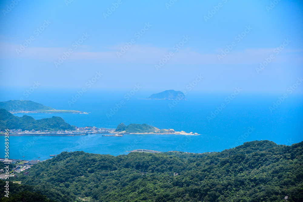Taiwan famous Jiufen sky and seascape