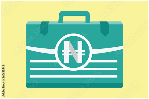 Nigerian Naira Money inside case box vector icon logo illustration and design. Nigeria currency, business, payment and finance element.EPS 10 Vector illustration. Can be used for web, mobile,and print