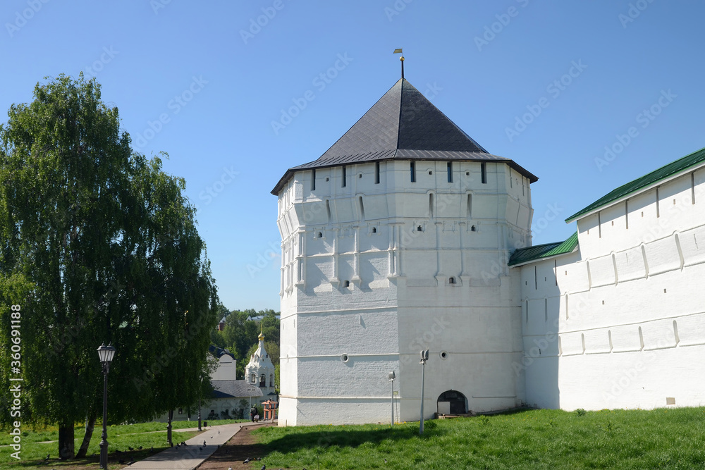 Medieval tower of Trinity Lavra (monastery) of St. Sergius. Sergiyev Posad, Moscow Oblast, Russia.