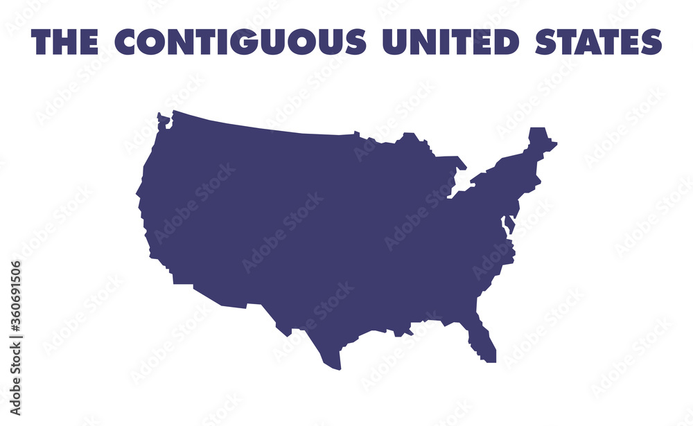 Map of USA. Contiguous United States of America geographic borders. American cartography vector design.