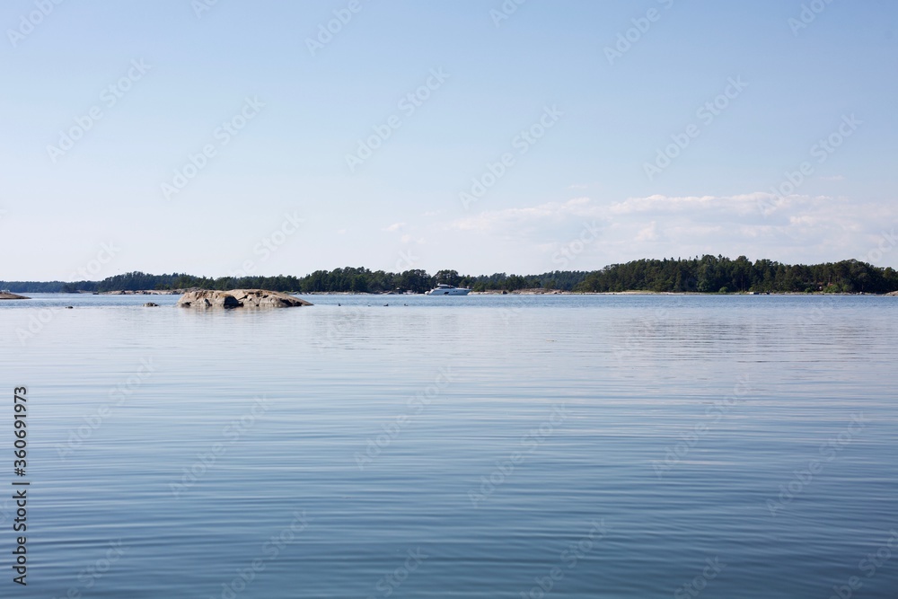 Calm water on the sea in Nordic landscape Calm water on the sea in Nordic landscape