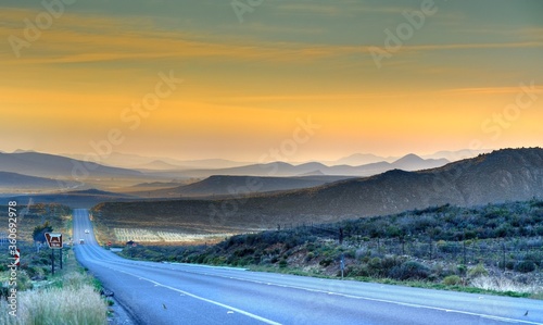 KAROO ROADS. View north along the N1 route between matjiesfontein and  laingsburg, Cape province, south africa  photo