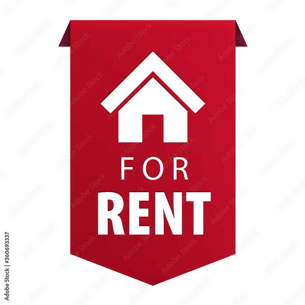 For Rent ribbon banner icon Real estate symbol isolated on white background. Vector illustration For Rent ribbon banner icon Real estate symbol isolated on white background. Vector illustration
